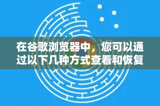 在谷歌浏览器中，您可以通过以下几种方式查看和恢复您的浏览历史（通常所说的历史会话）